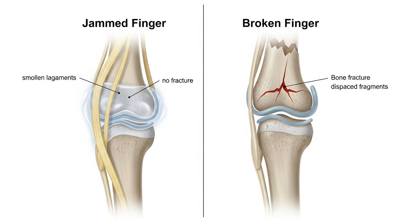 jammed finger vs broken finger